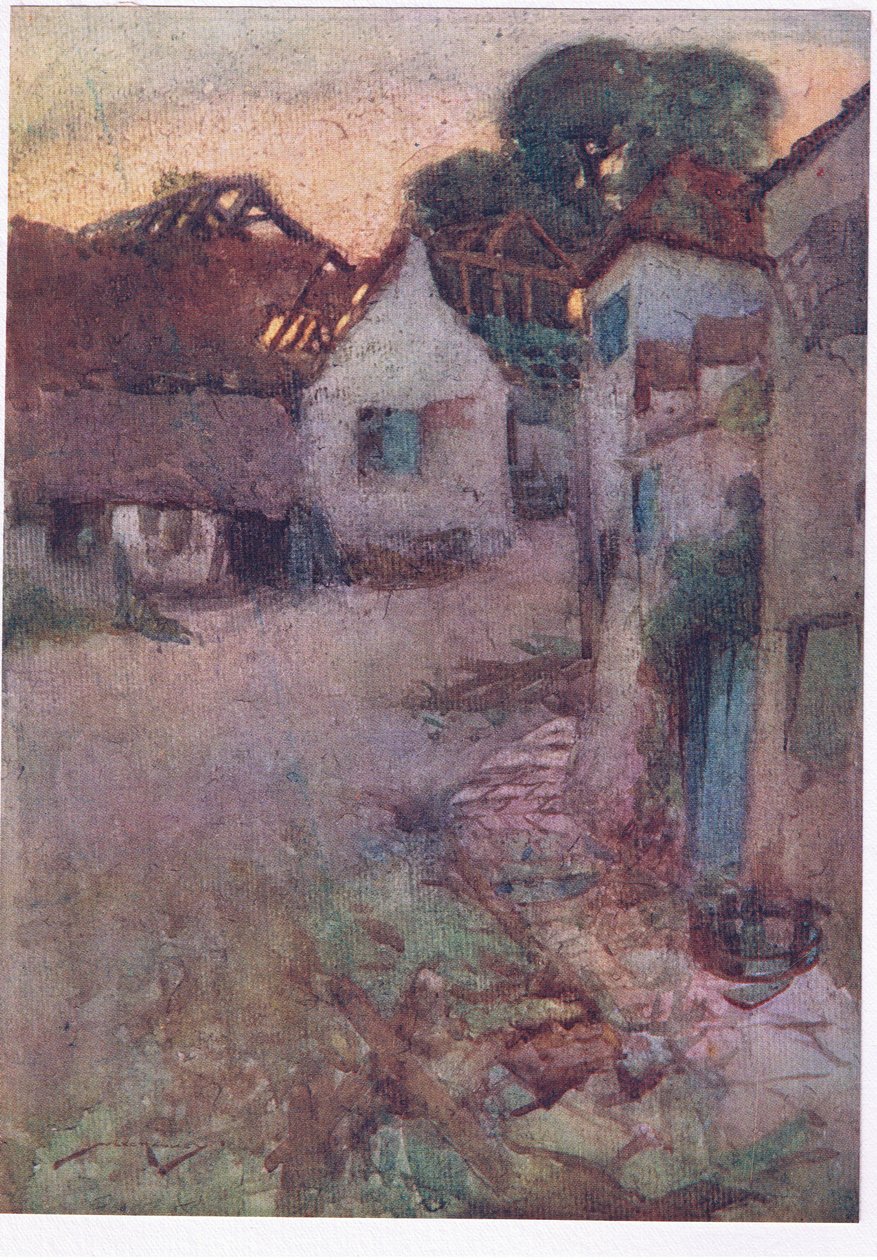 Elsüllyedtek a lugaid, formátlan romokban minden, és a hosszú fű a penészes fal tetején (színes litho) alkotó: William Lee Hankey