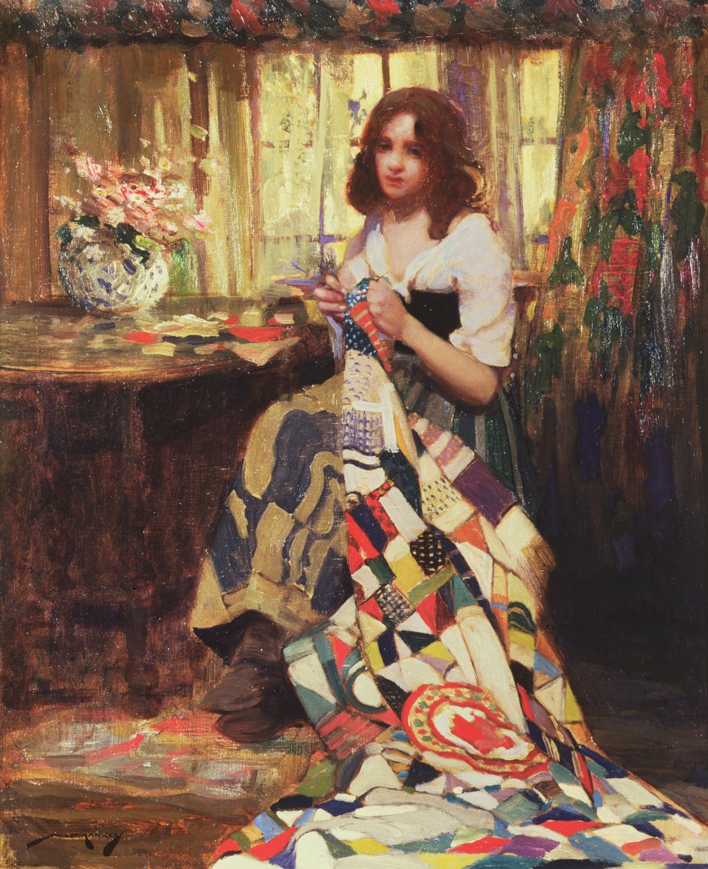The Patchwork Quilt (olaj, vászon) alkotó: William Lee Hankey