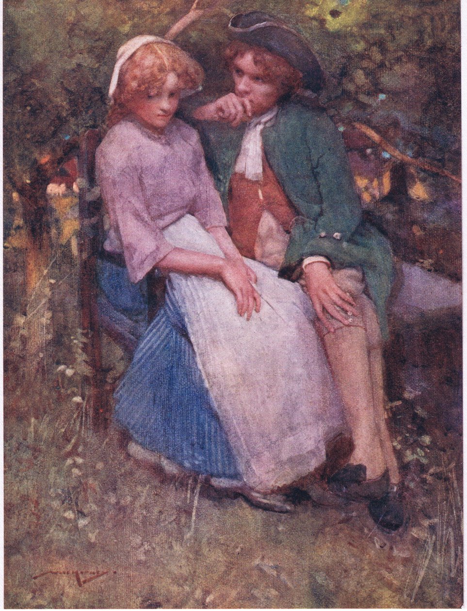 A galagonyabokor, árnyék alatti ülésekkel, a beszélő kor és a suttogó szerelmesek számára készült! (színes litó) alkotó: William Lee Hankey