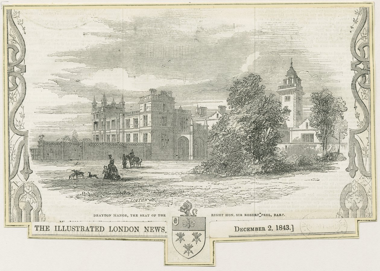 Drayton Bassett - "Drayton Manor": fametszet, és [c 1843] alkotó: William Linton