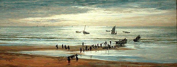 Tengerparti jelenet Franciaország északi partján (olaj, vászon) alkotó: William Lionel Wyllie