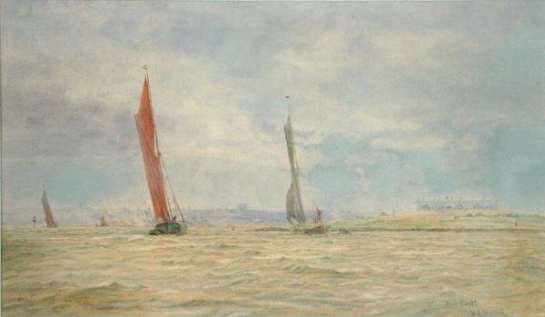 Hoo Fort, Medway folyó (akvarell, papír) alkotó: William Lionel Wyllie