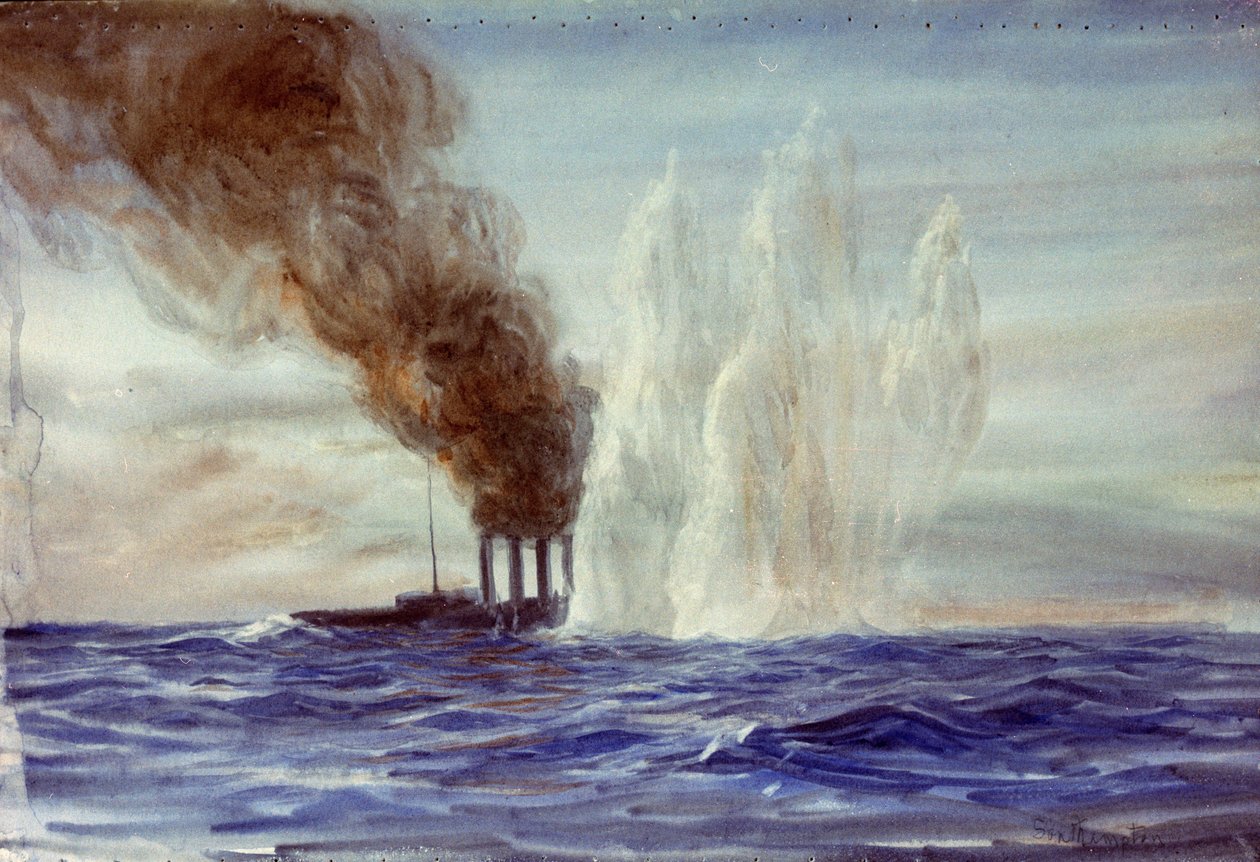 Southampton a jütlandi csatában, 1916-18 körül (akvarell) alkotó: William Lionel Wyllie