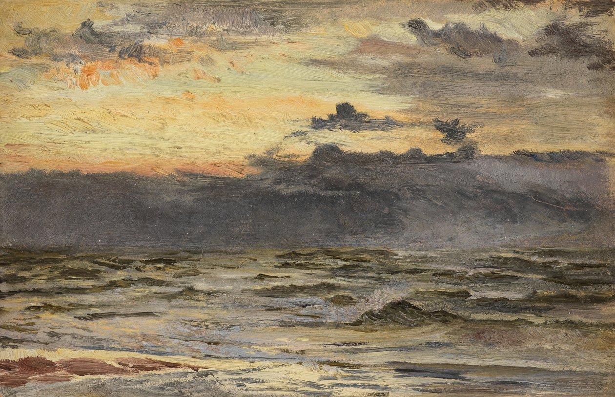 Tanulmány a The Sea-Beach számára vihar után (olaj a fedélzeten) alkotó: William Lionel Wyllie
