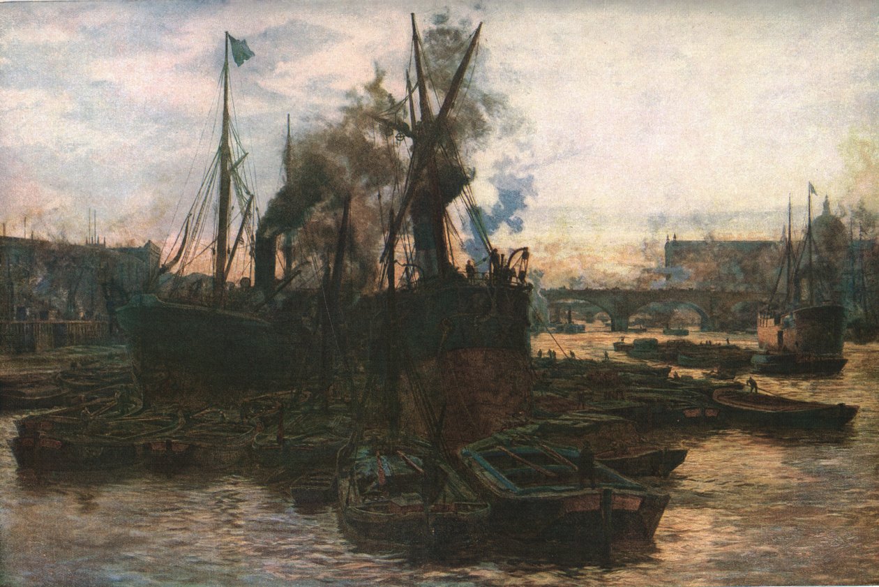 The Pool of London, 19. század vége – 20. század eleje, 1930 körül. alkotó: William Lionel Wyllie