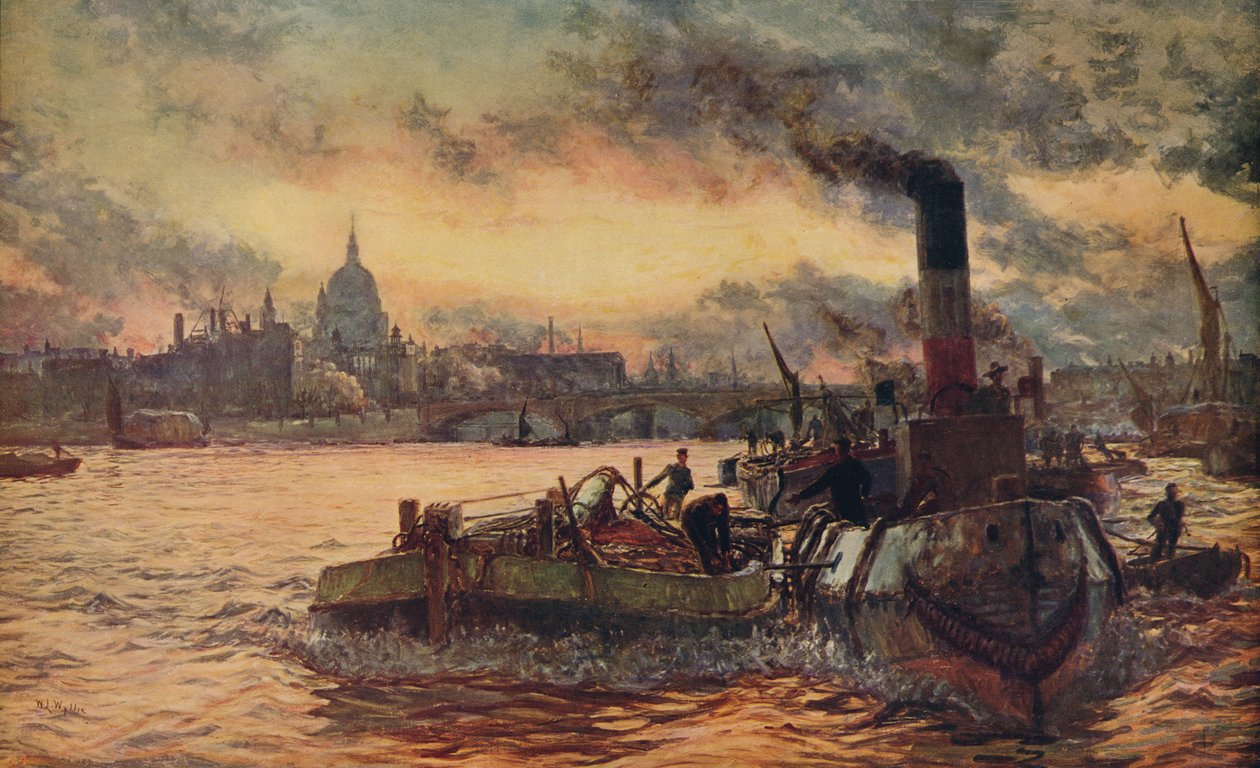 Vontatás a város mellett, c1870-1880, c1915 alkotó: William Lionel Wyllie