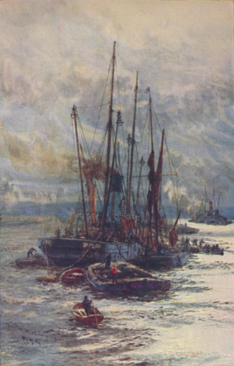 Szén kirakodása a bárkákba, 1910 alkotó: William Lionel Wyllie