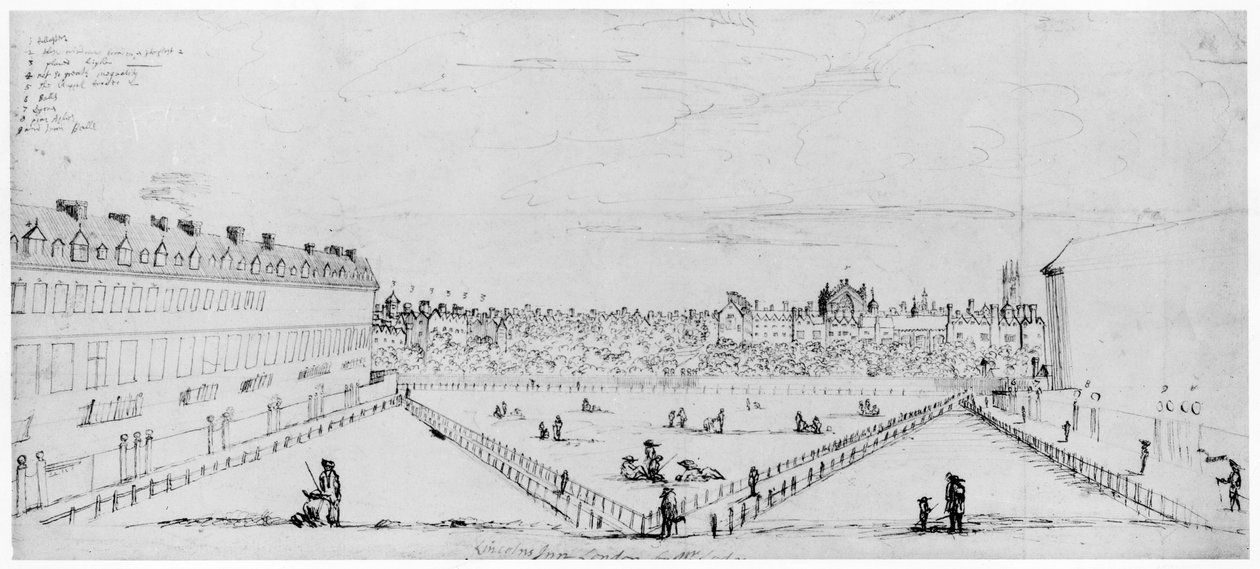 Lincolns Inn Fields, 1660 körül (toll- és tusrajz) alkotó: William Lodge