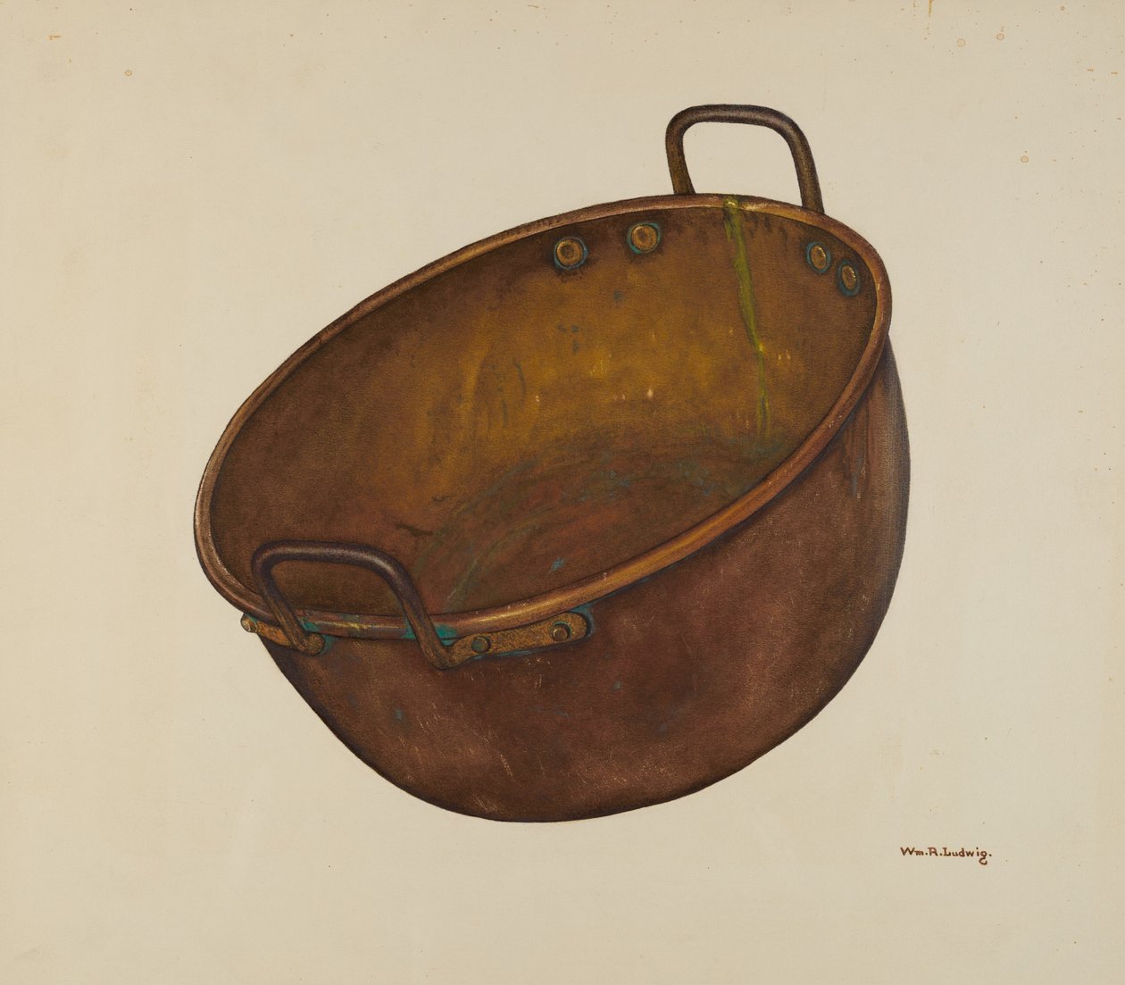 Réz cukorka edény, c. 1939. alkotó: William Ludwig