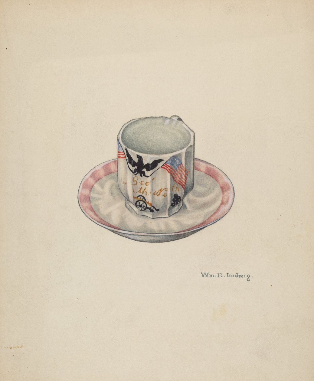 Csésze és csészealj, c. 1940. alkotó: William Ludwig