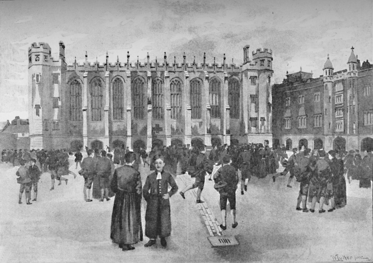 Christs Hospital, Newgate Street – Fiúk játszótéren, 1891 alkotó: William Luker