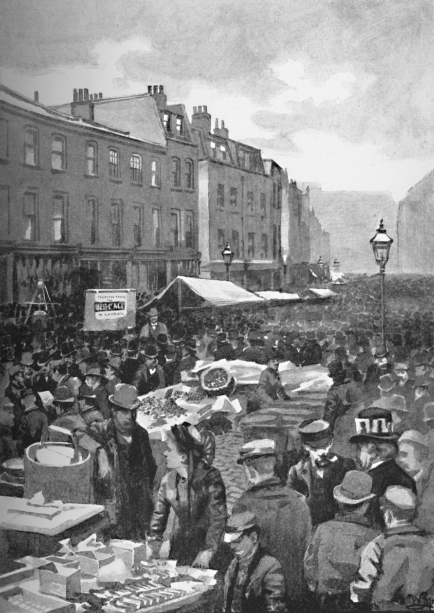Middlesex Street Late Petticoat Lane egy vasárnap reggel, 1891 alkotó: William Luker