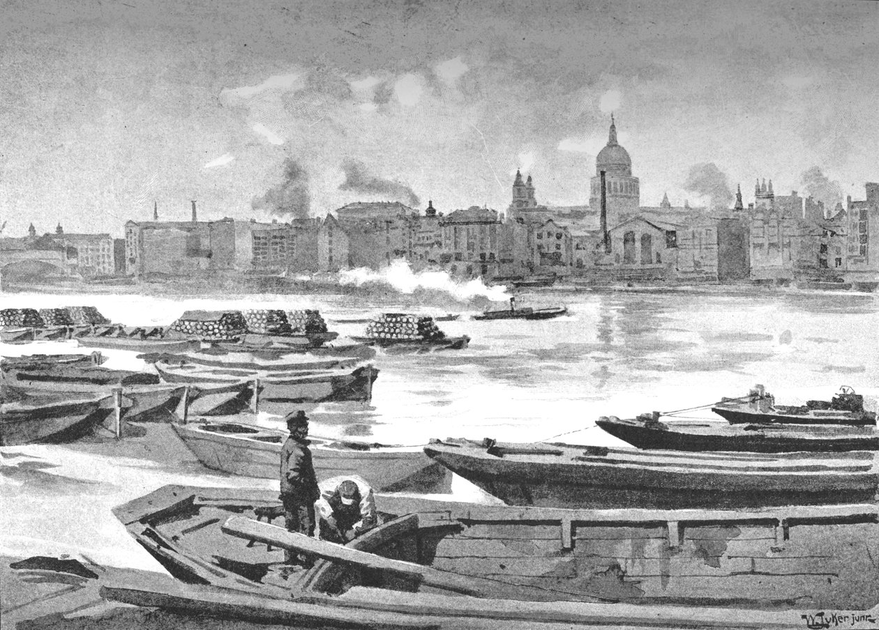 Szent Pál-székesegyház a folyó déli partjáról, 1891 alkotó: William Luker