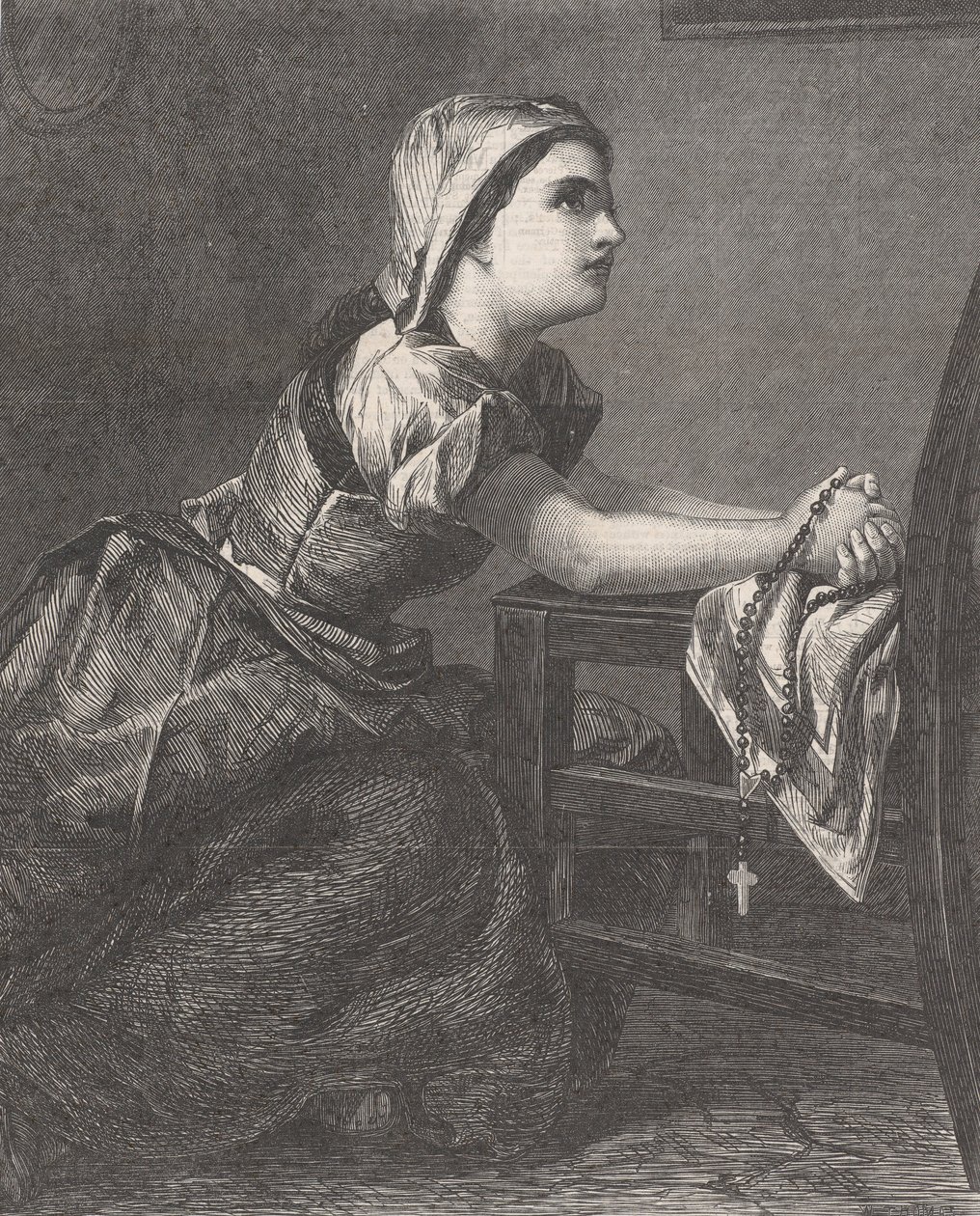 La Prière The Prayer, az Illustrated London News-tól, 1867. március 2. alkotó: William Luson Thomas