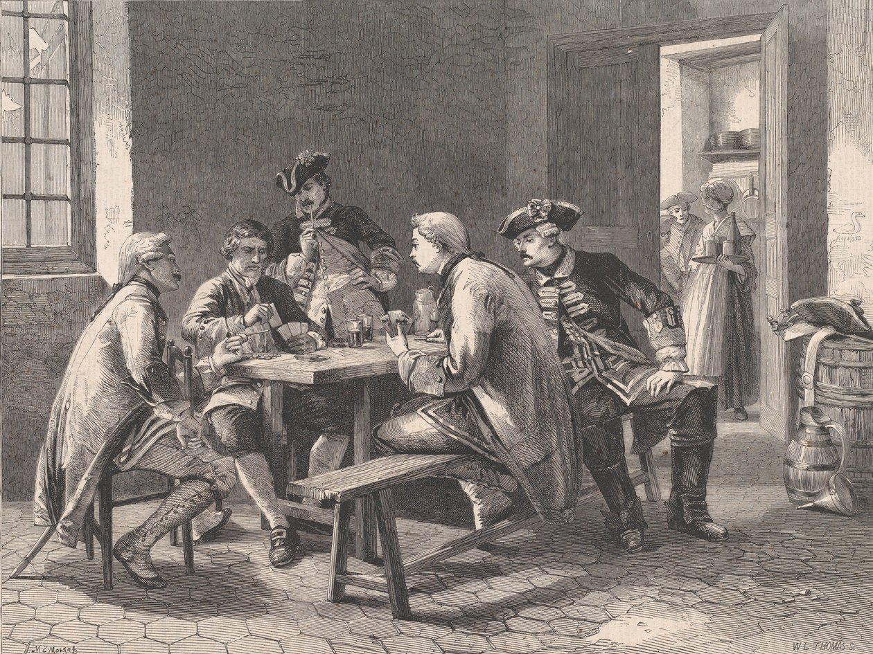 Soldiers Playing at Cards, az Illustrated London News, 1861. május 4 alkotó: William Luson Thomas