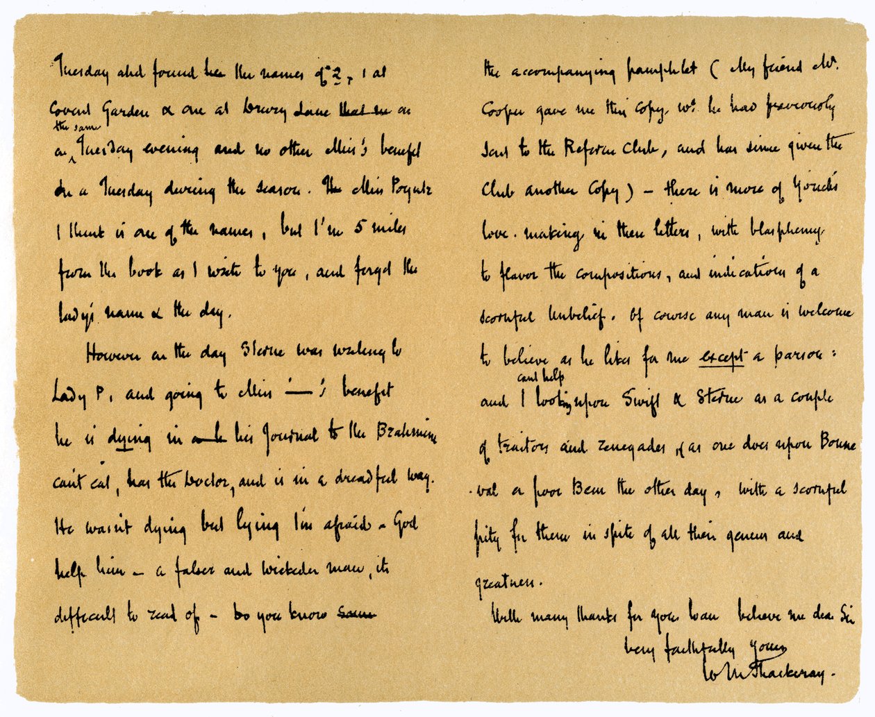 William Makepeace Thackery levele TW Gibbsnek, 1851. szeptember 12. alkotó: William Makepeace Thackeray