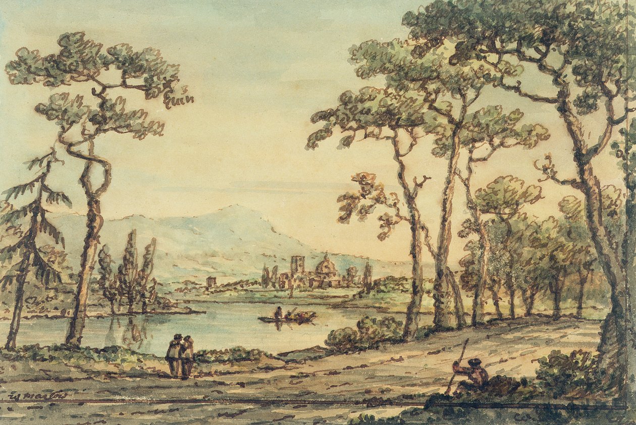 Firenze kilátása (toll, tinta és akvarell) alkotó: William Marlow