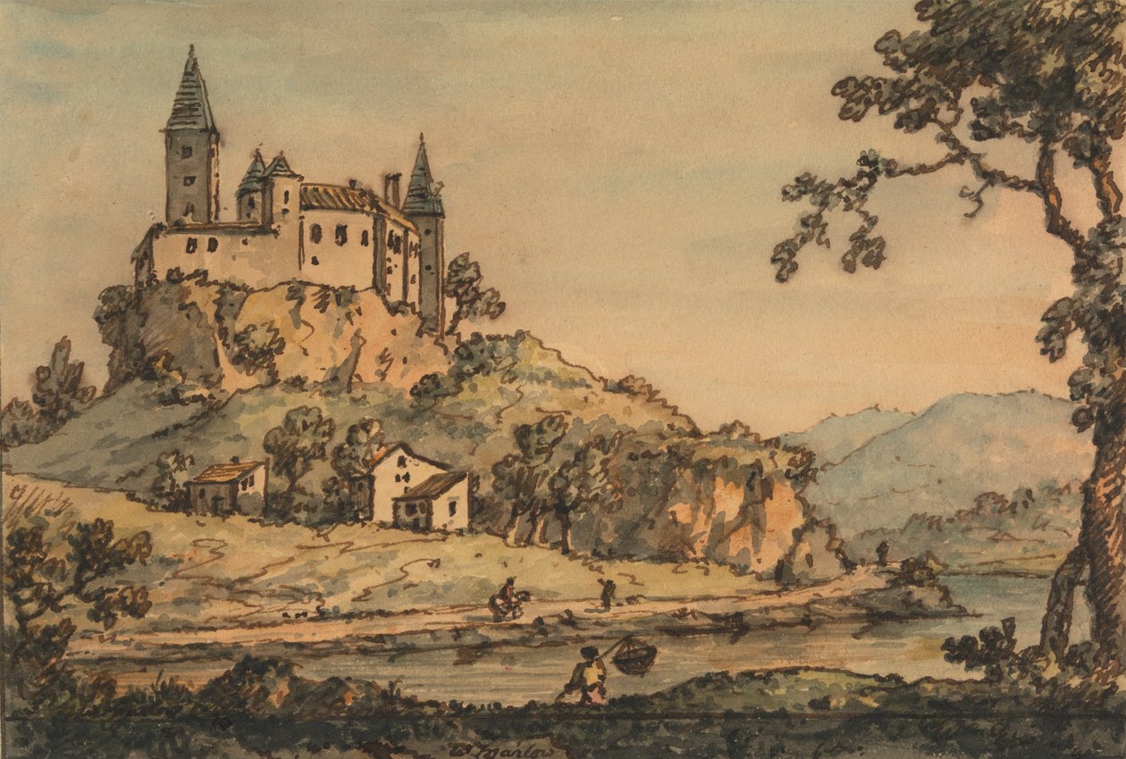 Kastély, kilátással a folyóra alkotó: William Marlow