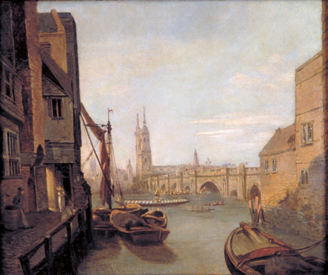„London Bridge from Pepper Alley Stairs”, 1788. alkotó: William Marlow