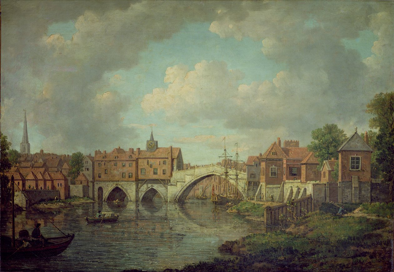Ouse Bridge, York, 1764 körül (olaj, vászon) alkotó: William Marlow