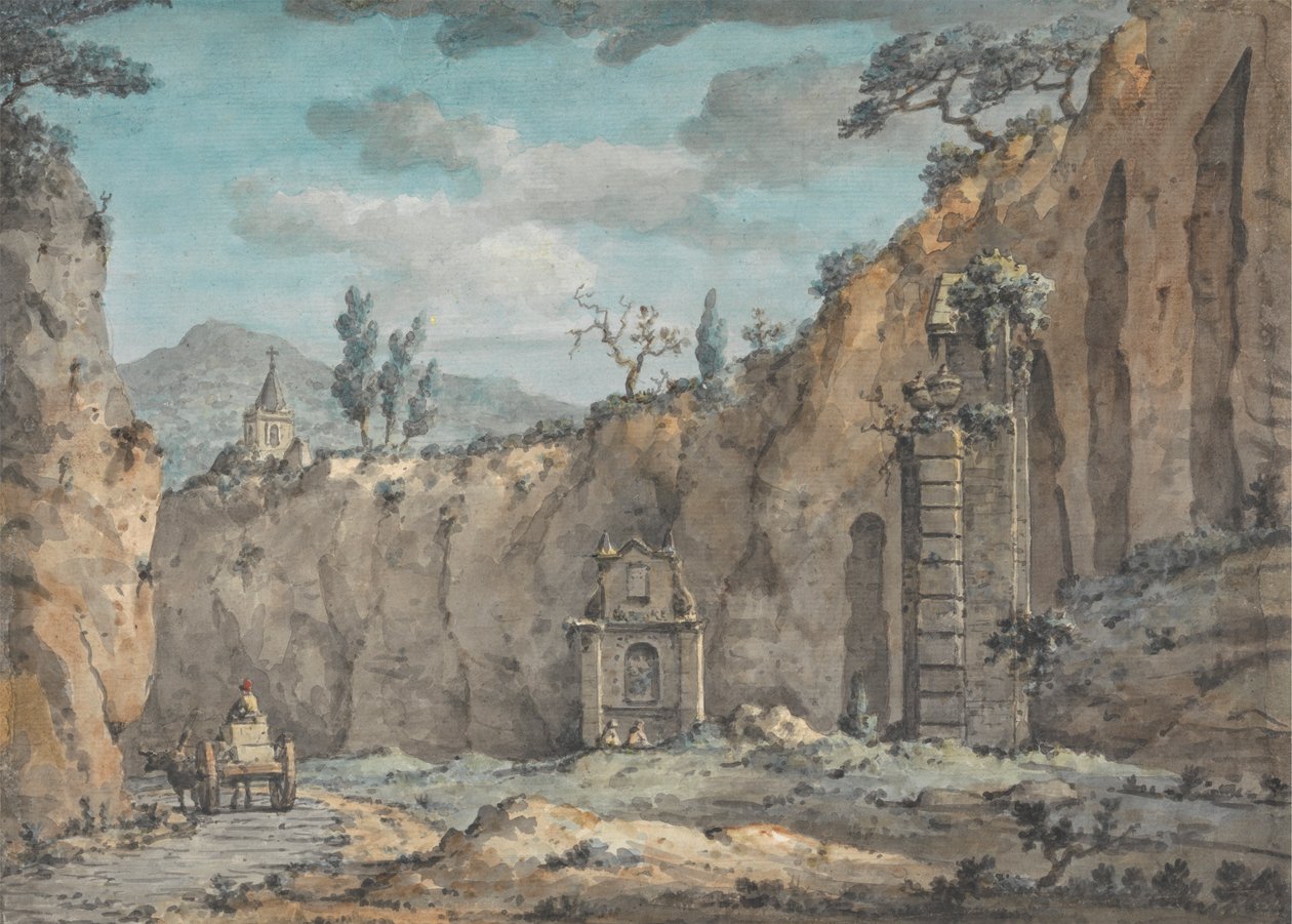 Ökörkocsi a posillipoi barlangban alkotó: William Marlow