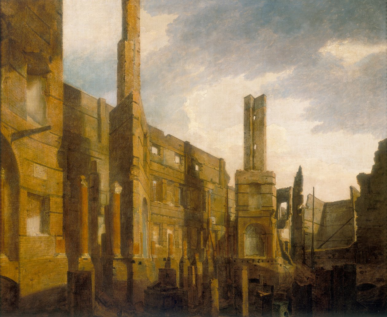 "A Pantheon romjai az Oxford Streeten az 1792. január 14-i katasztrofális élet után", 1792 alkotó: William Marlow
