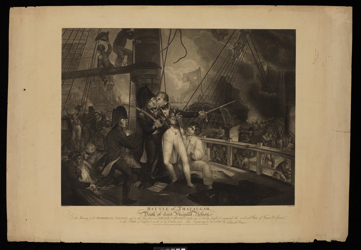 A trafalgari csata és Lord Nelson vikomt halála alkotó: William Marshall (after) Craig
