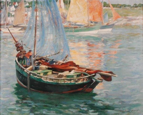 Concarneau, Drying the Nets, 1920 körül (olaj, vászon) alkotó: William Marshall Brown