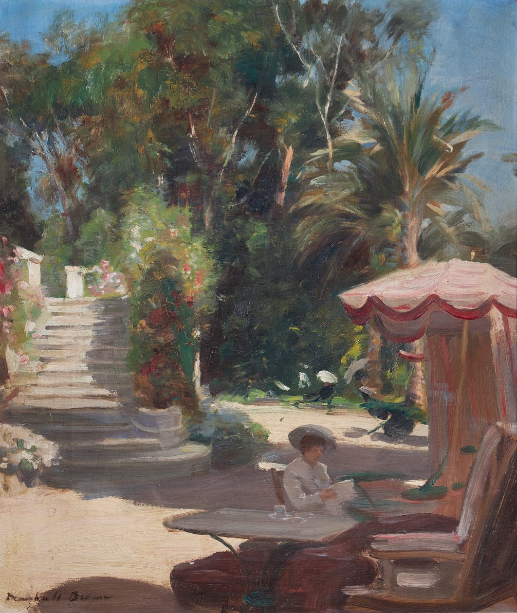 Hotel Garden, Grasse-en-Vence, Jelezve balra lent, Marshall Brown (olaj, vászon) alkotó: William Marshall Brown
