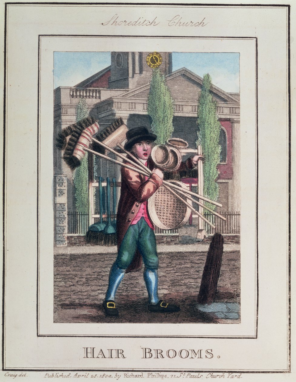 Hair Brooms, Shoreditch Church, a "Cries of London" kocsmából. Richard Phillips (1778-1851) 1804 alkotó: William Marshall Craig