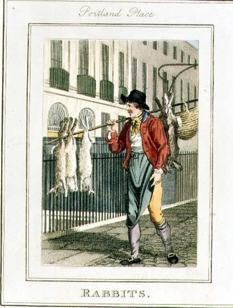 Rabbits, Portland Place, a „Cries of London”, pub. Richard Phillips (1778-1851) 1804 (metszet) alkotó: William Marshall Craig