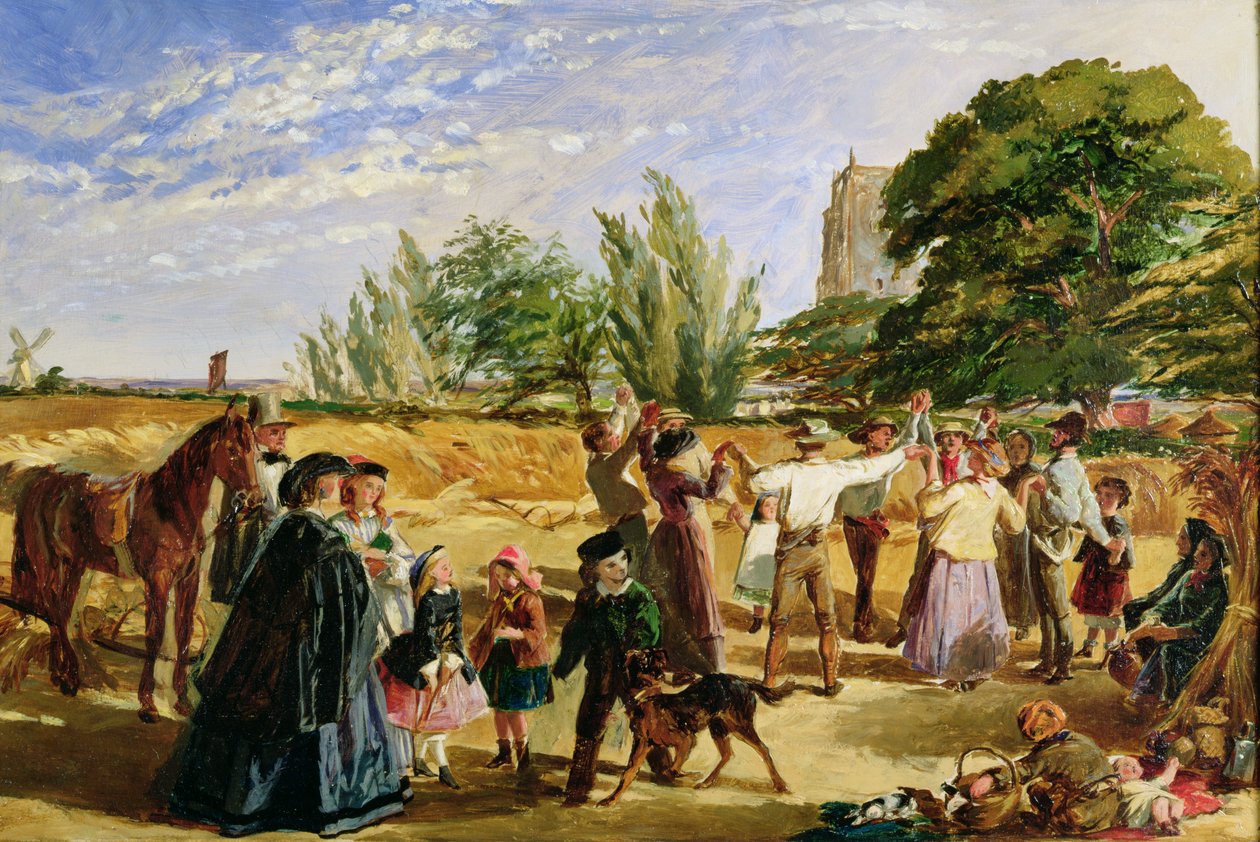 Szüreti jelenet Norfolkban: vázlat a „Hello Largesse”-hoz, 1861 alkotó: William Maw Egley