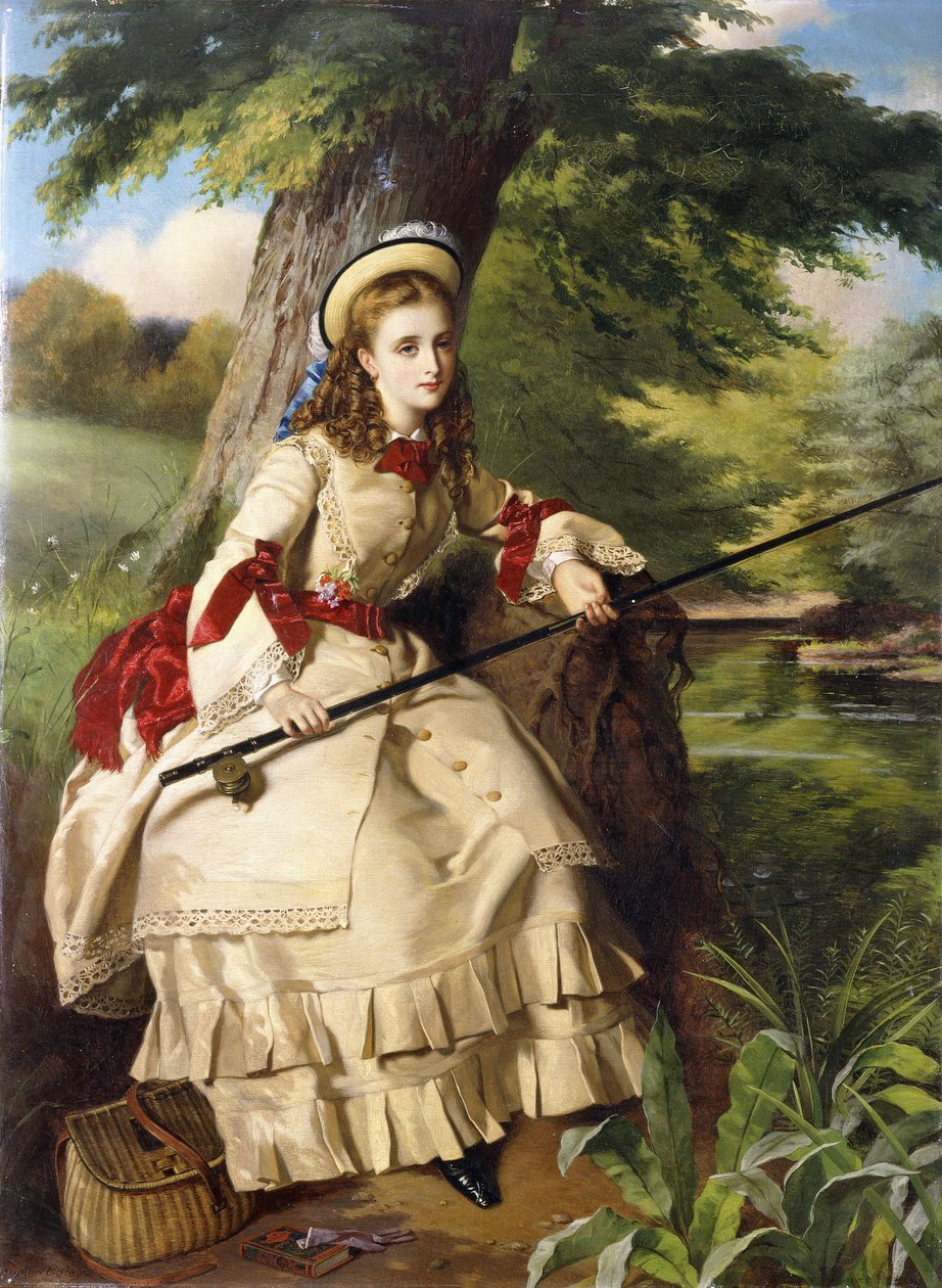 Egy fiatal hölgy horgász, 1873 alkotó: William Maw Egley