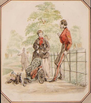 Egy fiatal ápolónő, aki elhanyagolja vádját, 1865 körül (akvarell) alkotó: William McConnell
