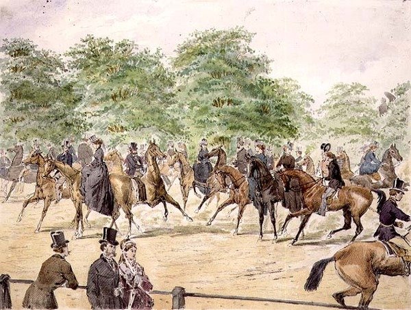 Lovaglás a Rotten Row-on (akvarell) alkotó: William McConnell