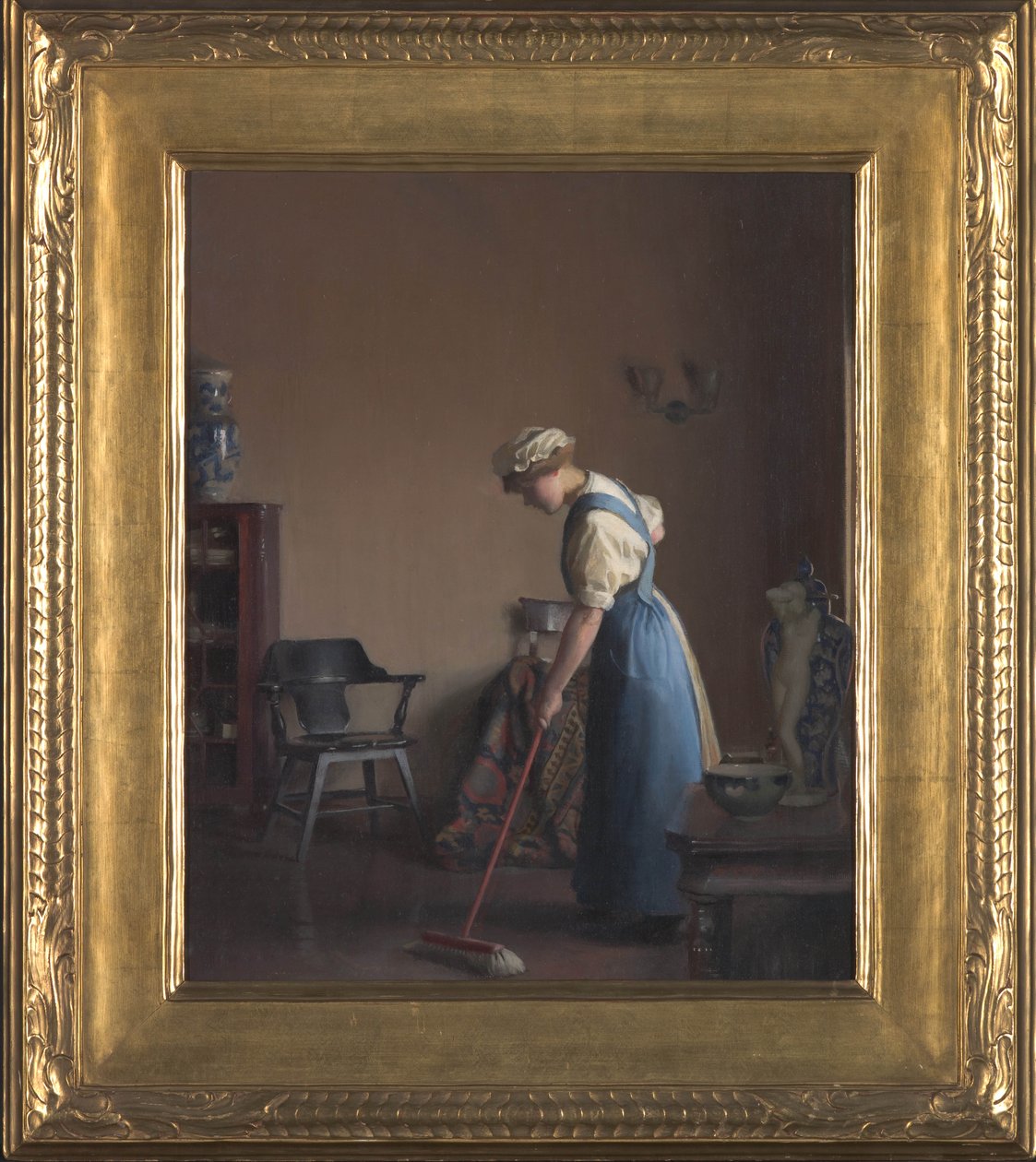 Lánysöprés, 1912 körül alkotó: William McGregor Paxton