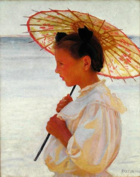 Lány egy kínai napernyővel alkotó: William McGregor Paxton