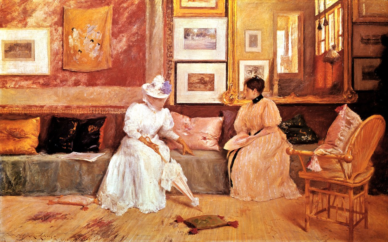 Barátságos hívás, 1895 alkotó: William Merritt Chase