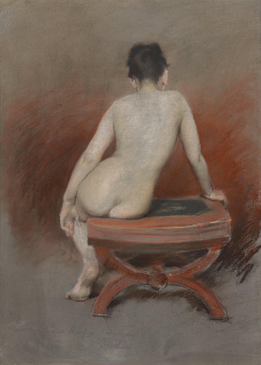 Egy akt hátulról alkotó: William Merritt Chase