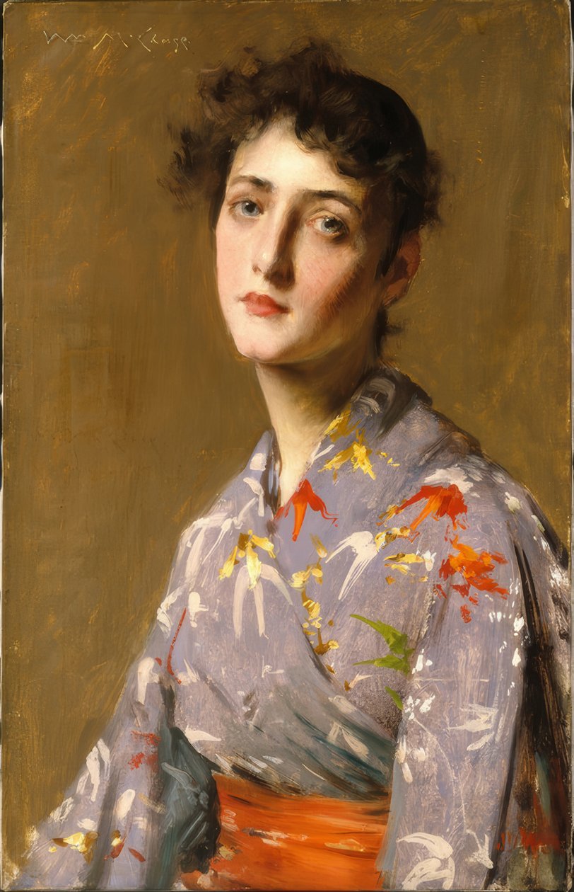 Lány japán jelmezben alkotó: William Merritt Chase