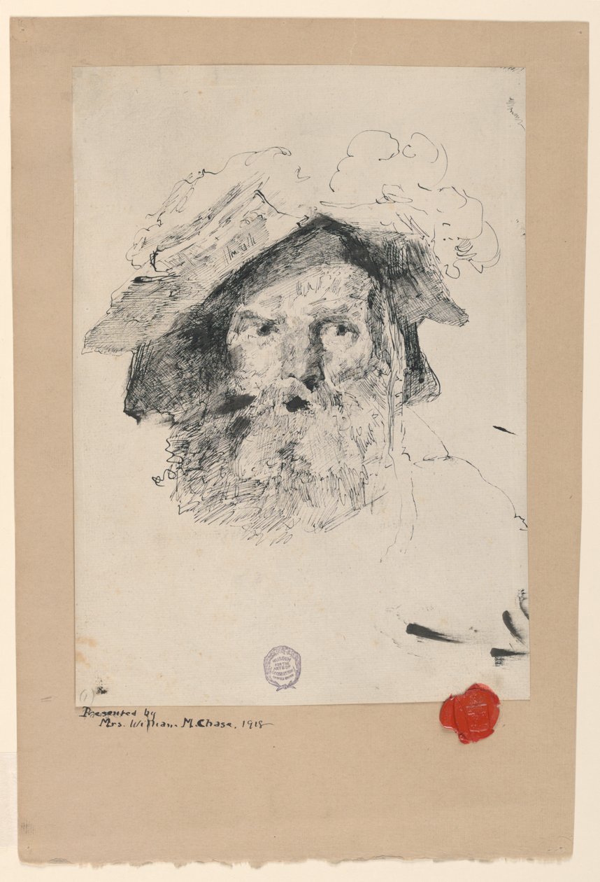Egy szakállas férfi feje alkotó: William Merritt Chase