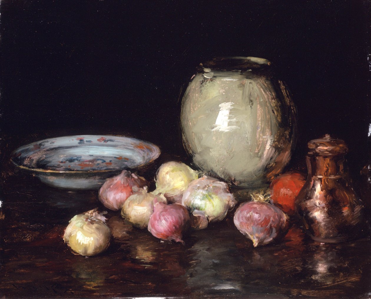 Just Onions, 1912 (olaj, falemez) alkotó: William Merritt Chase