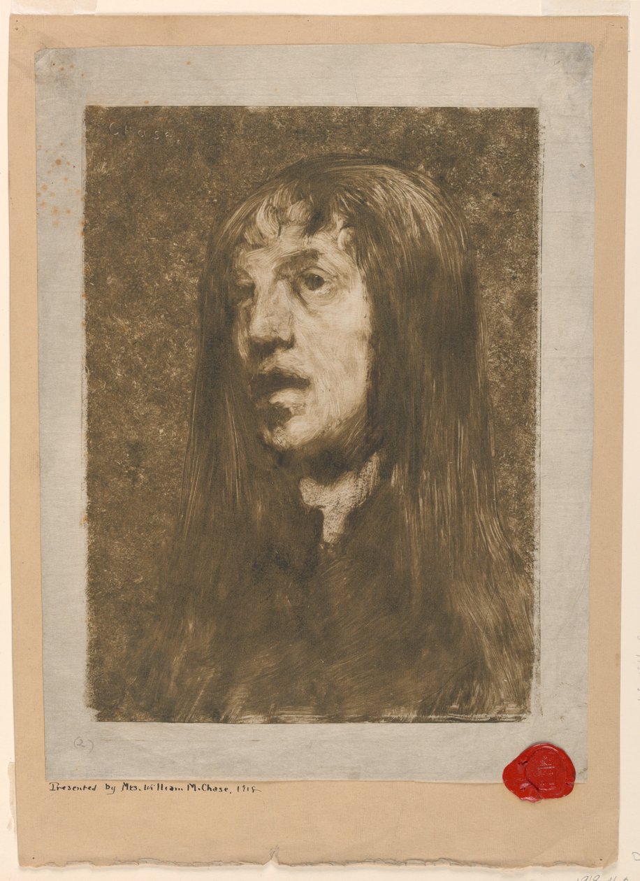 Balra néző nő portréja alkotó: William Merritt Chase