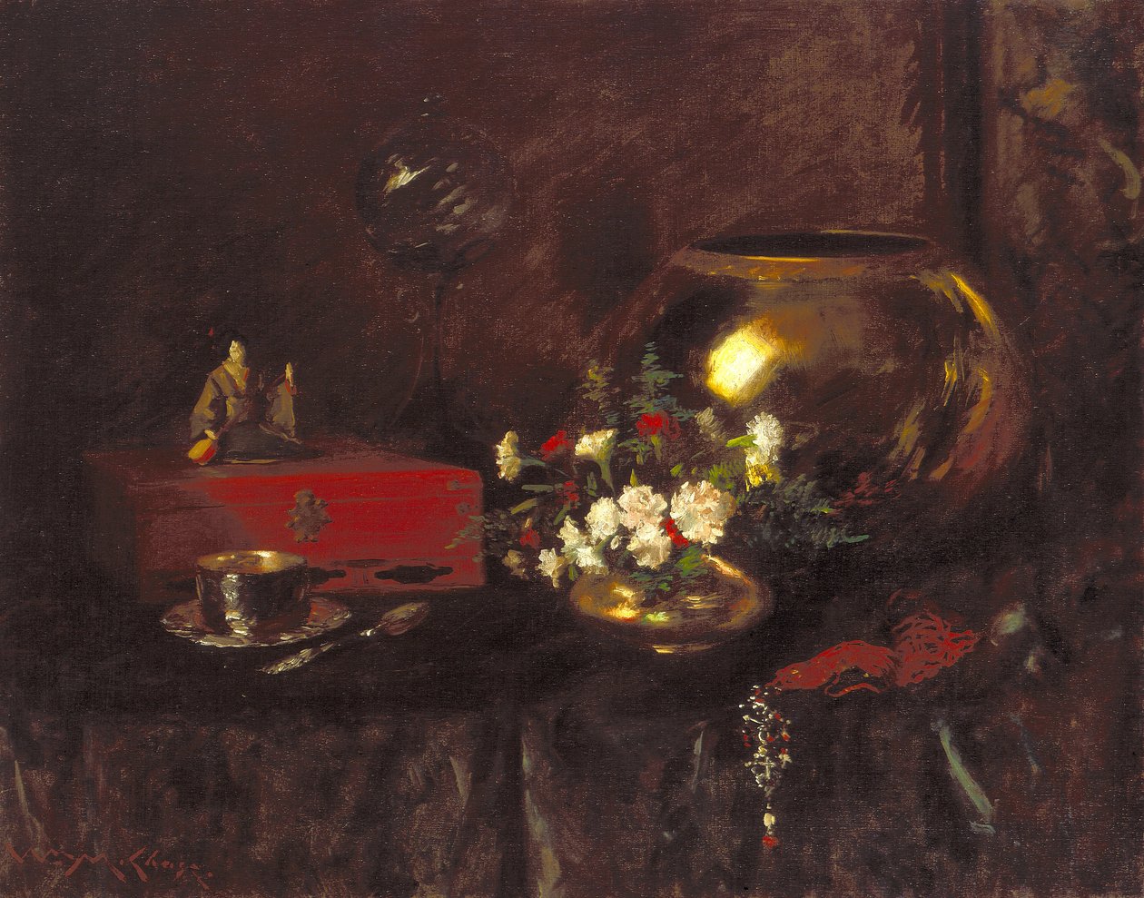 Csendélet: sárgaréz tál (olaj, vászon) alkotó: William Merritt Chase