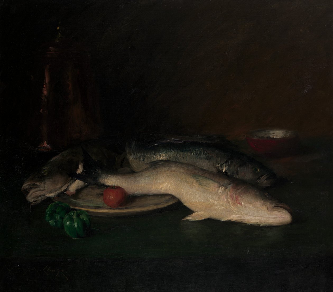 Csendélet: Hal, 1908-ból. alkotó: William Merritt Chase