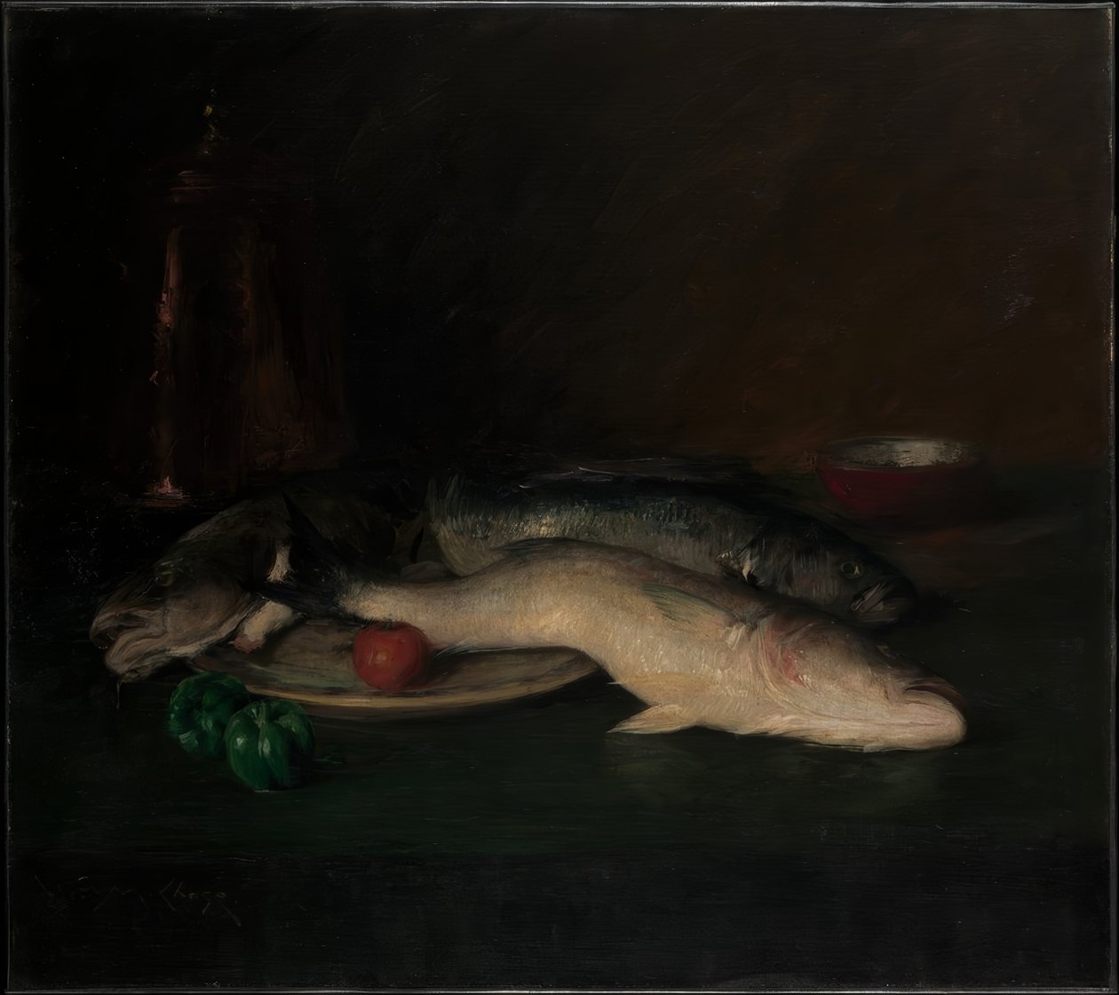Csendélet: hal alkotó: William Merritt Chase