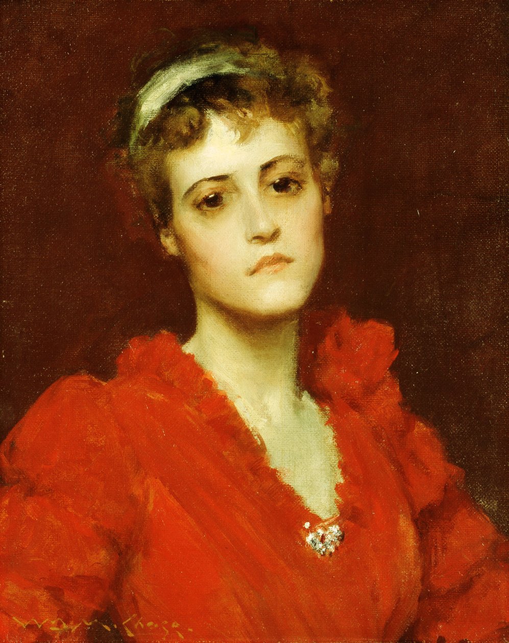 A vörös ruha, alkotó: William Merritt Chase