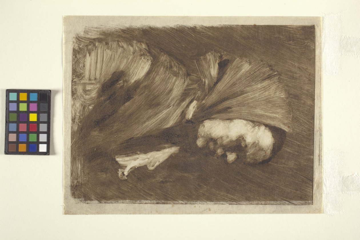 Sálas nő (monoprint) alkotó: William Merritt Chase