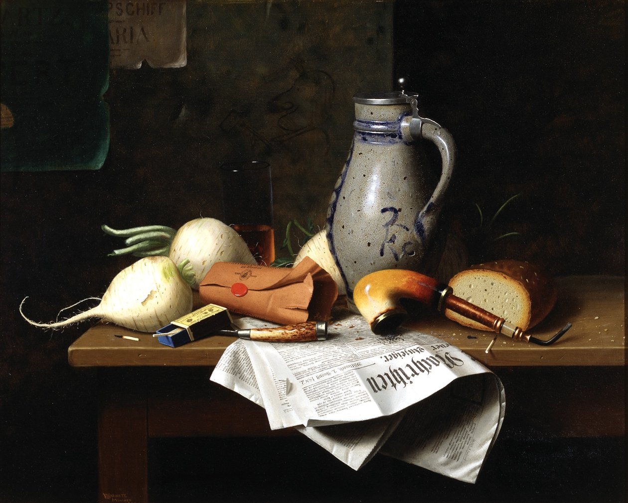 München csendélet alkotó: William Michael Harnett