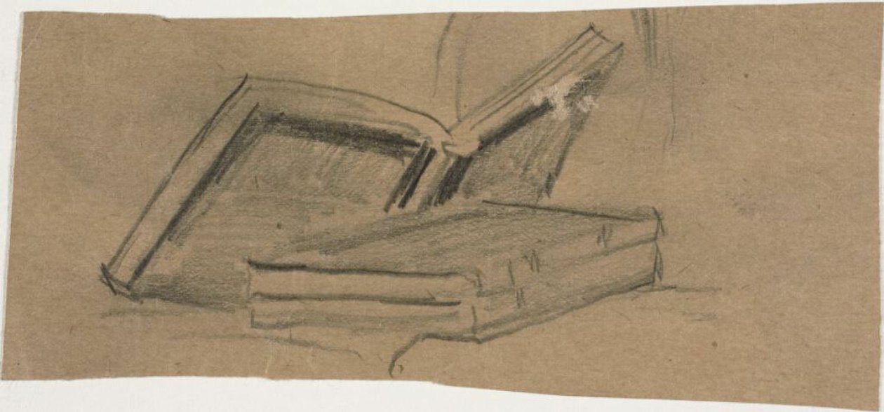 Két könyv vázlata alkotó: William Michael Harnett